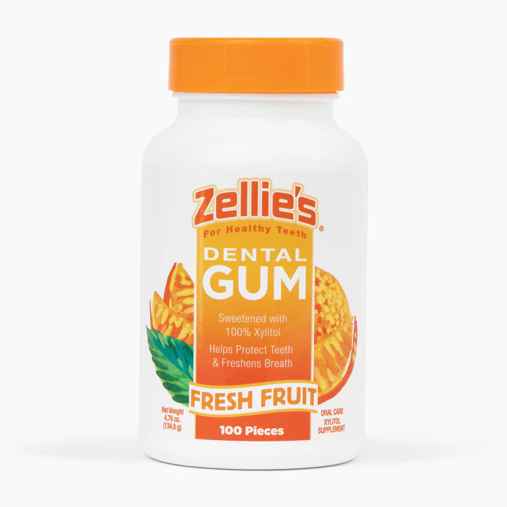 Zellie's Xylitol Dental Gum - Fresh Fruit 100ct Jar (image for) Zellie's Xylitol Dental Gum - Fresh Fruit 100ct Jar